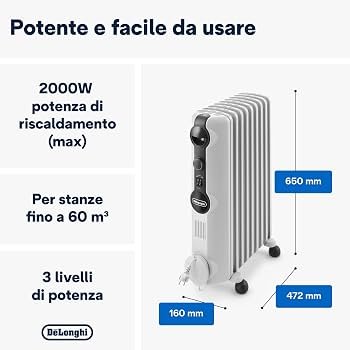 Radiatore ad olio 2000W De'Longhi TRRS0920 - immagine 3