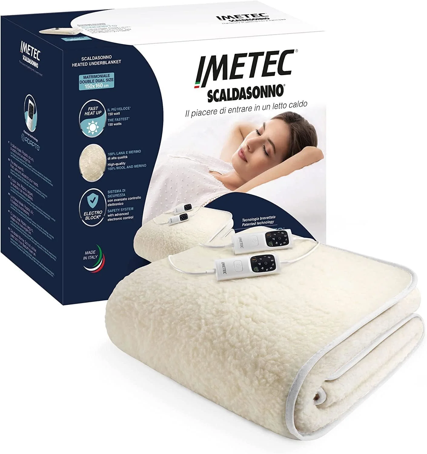 Scaldaletto elettrico Imetec Adapto Cotone Matrimoniale - immagine 4