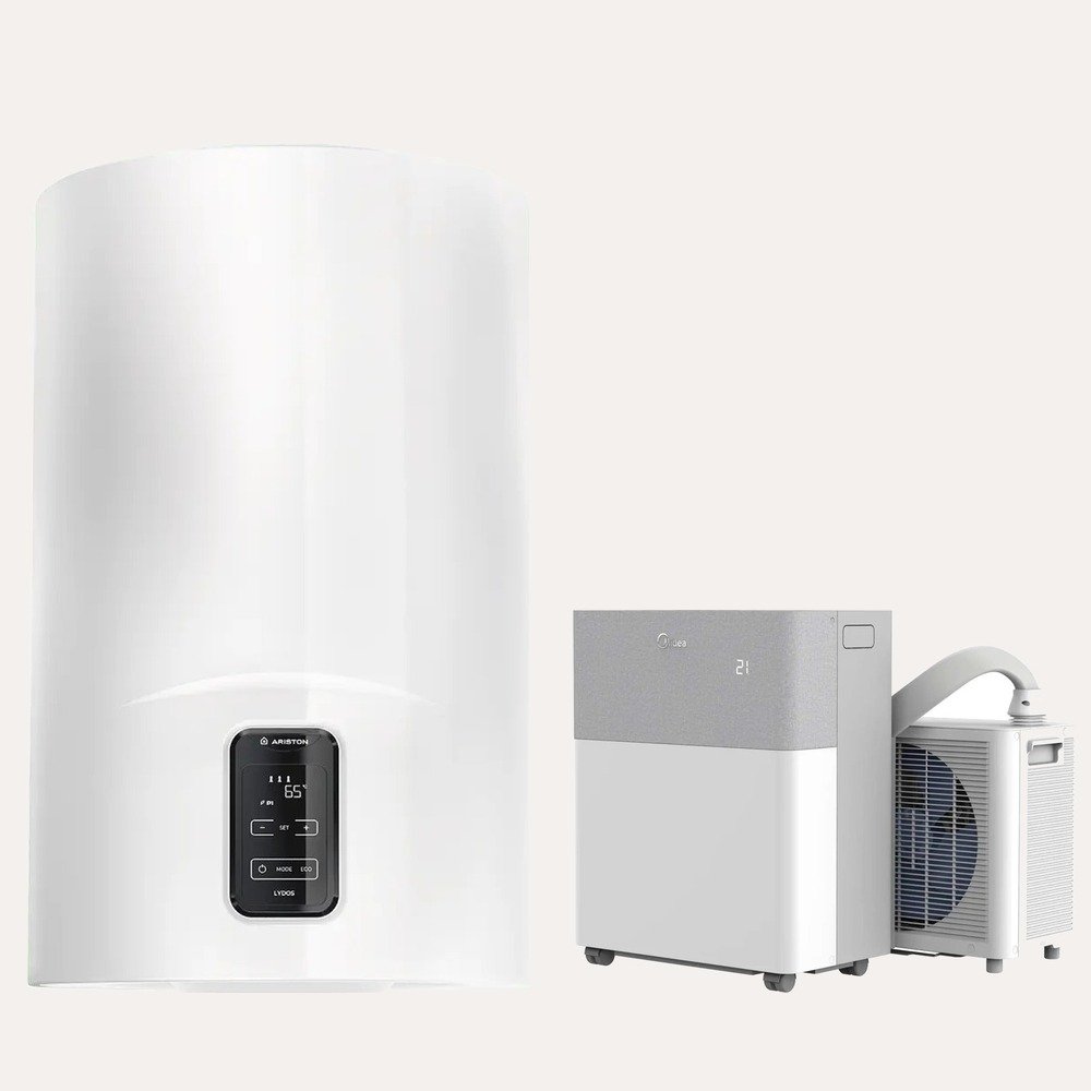 Kit Ariston Lydos Plus 80 V/5 EU scaldabagno + Midea PortaSplit Cool climatizzatore portatile 8.000 BTU