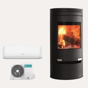 Kit climatizzatore Hisense Easy Smart 12000 BTU + stufa a legna Aduro 1.1 6 kW