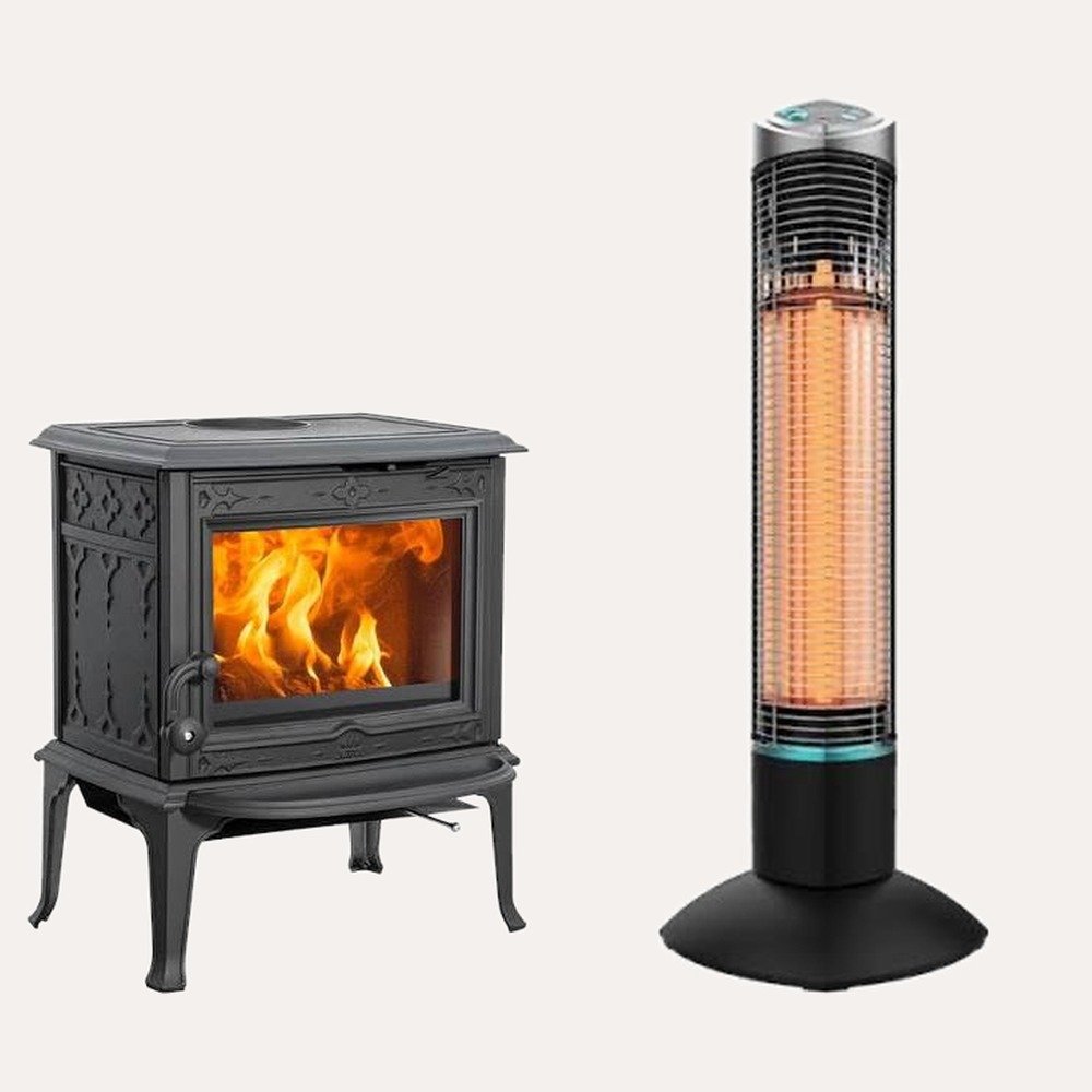 Kit stufa a legna Jøtul F 100 ECO.2 LL BP 5 kW + radiatore a infrarossi Cecotec ReadyWarm 1000
